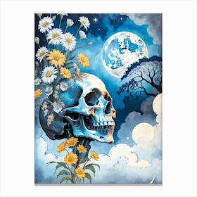 Surrealist Floral Skull Painting (19) Canvas Print