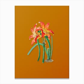 Vintage Meadow Habranthus Flower Botanical on Sunset Orange n.0196 Canvas Print