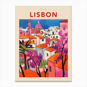 Lisbon Portugal 3 Fauvist Travel Poster Canvas Print