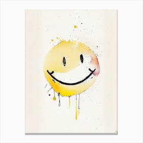 Smiley Face Symbol Minimal Watercolour Canvas Print