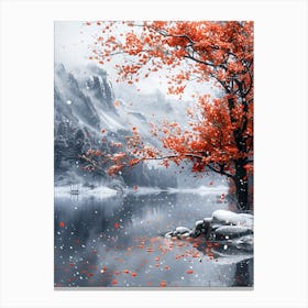 Autumn Tree By The Lake Canvas Print