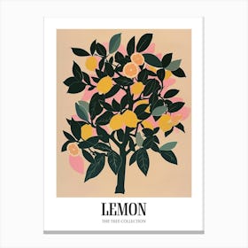 Lemon Tree Colourful Illustration 4 Poster Canvas Print