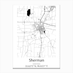 Sherman,United States Minimalist Map Lienzo