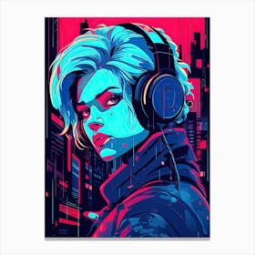 Girl With Headphones 4 Canvas Print