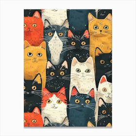 Perfectly Repeatable Artwork With Cute Cat Faces 23 Canvas Print