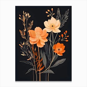 Flowers On A Black Background 18 Canvas Print