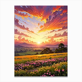 Sunset In The Meadow 43 Canvas Print