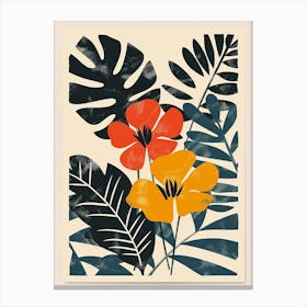 Botanical Tropical Leaves Groovy 11 Canvas Print