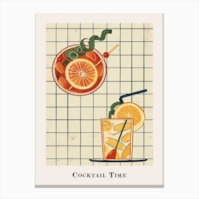 Cocktail Time Tile Watercolour Poster 5 Canvas Print