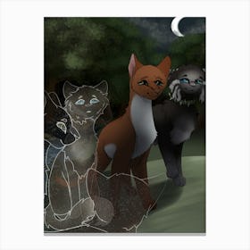 Three Cats At Night Canvas Print