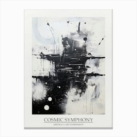 Cosmic Symphony Abstract Black And White 7 Poster Canvas Print