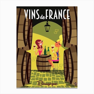 Vins De France Bourgogne Poster Canvas Print