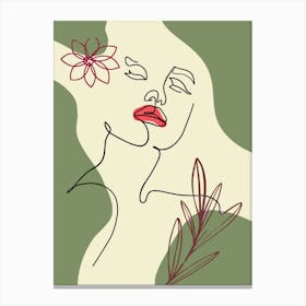 Woman'S Face With Flowers Canvas Print