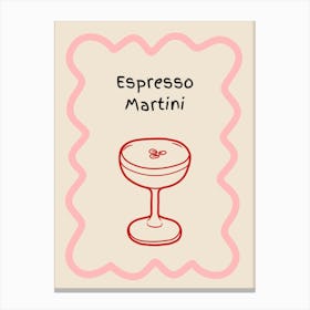 Espresso Martini Doodle Poster Pink & Red Canvas Print