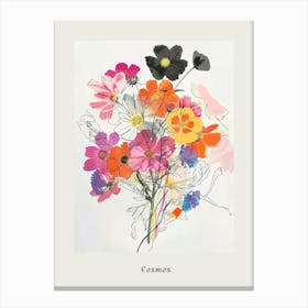 Cosmos 2 Collage Flower Bouquet Poster Canvas Print