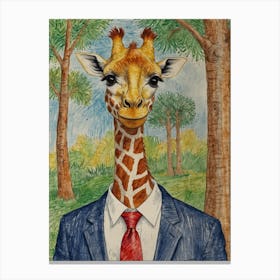 Giraffe In Suit 14 Canvas Print