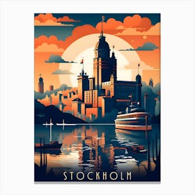 Stockholm Retro Travel Canvas Print