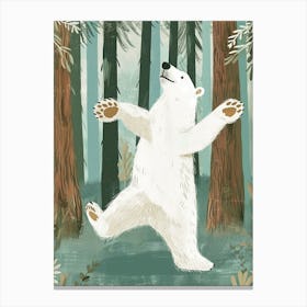 Polar Bear Dancing In The Woods Storybook Illustration 2 Canvas Print