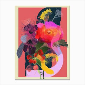 Ranunculus 4 Neon Flower Collage Canvas Print