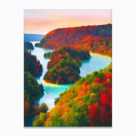 Plitvice Lakes National Park Croatia Abstract Colourful Canvas Print