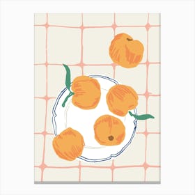 Food Illustration Peaches Preppy Contemporary Kitchen Canvas Print