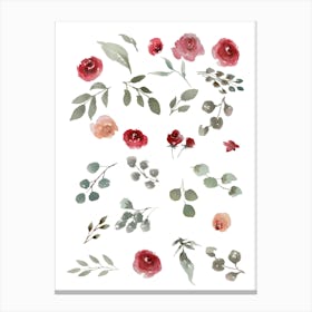 Watercolor Roses Canvas Print