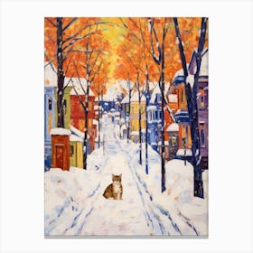 Cat In The Streets Of Aspen   Usa With Snow 4 Canvas Print