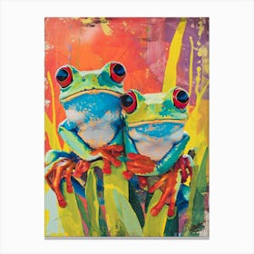 Polaroid Inspired Frogs 3 Canvas Print