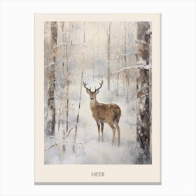Vintage Winter Animal Painting Poster Deer 4 Canvas Print