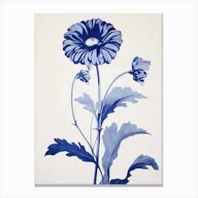 Blue Botanical Gerbera Daisy 3 Canvas Print