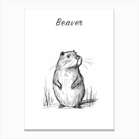 B&W Beaver 2 Poster Canvas Print