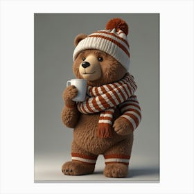 Teddy Bear In Winter Canvas Print