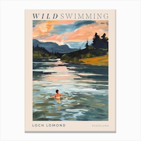 Wild Swimming At Loch Lomond Scotland 2 Poster Canvas Print
