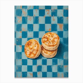 Crumpets Blue Checkerboard Canvas Print