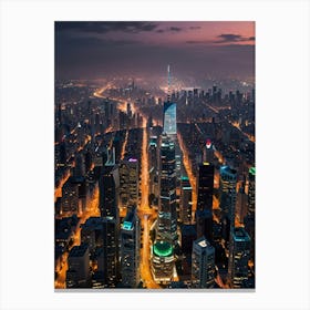 Cityscape At Night 1 Canvas Print