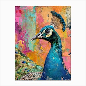 Kitsch Peacock Collage 4 Canvas Print