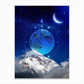 Moon And Stars In The Sky - Mystic Moon poster #4 Canvas Print