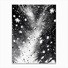 Falling, Snowflakes, Black & White 1 Canvas Print