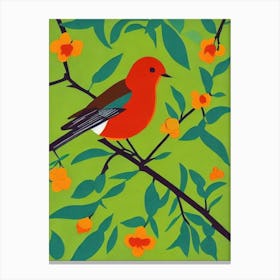 Robin Midcentury Illustration Bird Canvas Print