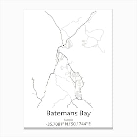 Batemans Bay,Australia Minimalist Map Canvas Print