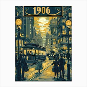 Aihrgdesign A Retro Travel Poster Of A Bustling 1906 City Str 60df6d6c Bfc2 4ba2 81fa 4df0e407d7e1 0 Canvas Print