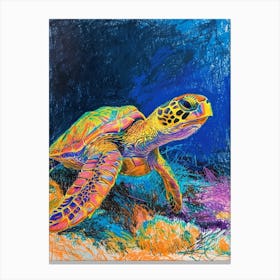 Sea Turtle On The Ocean Floor Pencil Doodle 2 Canvas Print