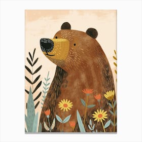 Brown Bear Growling Storybook Illustration 1 Canvas Print