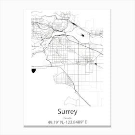 Surrey,Canada Minimalist Map Canvas Print