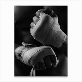 Black And White Photo Of Boxing Gloves Canvas Print