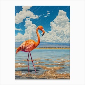 Greater Flamingo Lake Natron Tanzania Tropical Illustration 5 Canvas Print