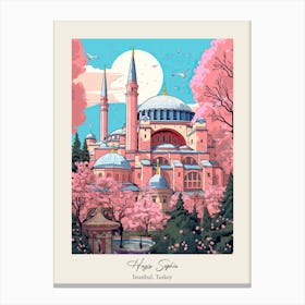 Hagia Sophia   Istanbul, Turkey   Cute Botanical Illustration Travel 3 Poster Canvas Print