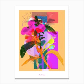 Portulaca 3 Neon Flower Collage Poster Canvas Print