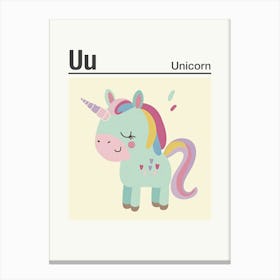 Animals Alphabet Unicorn 4 Canvas Print