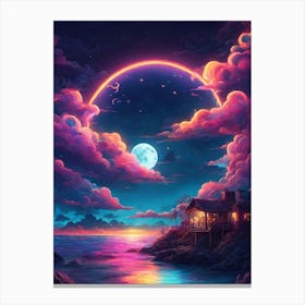 Moon Over The Ocean Canvas Print